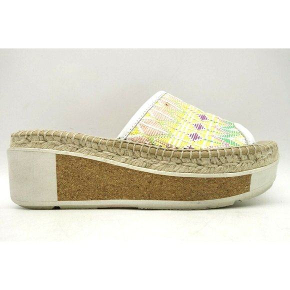 Kanna Multi-Color Slide Platform Wedge Espadrille Sandals Shoes Women's 39 / 9 - Picture 1 of 10